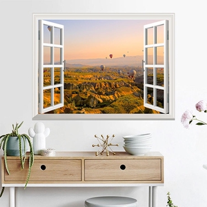 假窗户装饰画仿真3d效果风景自然背景墙贴画自粘平面背胶客厅卧室