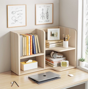 放在书桌上的书架台面上多层架子置物架木架桌面大容量抽拉小书柜