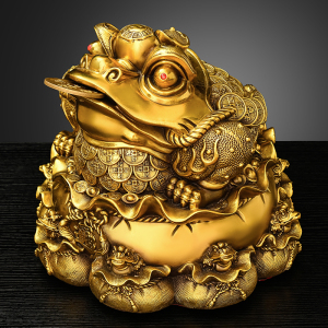 铜金蟾摆件纯铜九子蟾王三足蟾蜍客厅装饰店铺开业大号聚宝盆金蟾