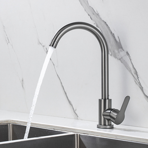 枪灰色厨房冷热水龙头防溅水洗菜盆洗碗池水槽304不锈钢旋转单冷