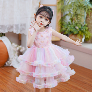 六一儿童演出服洋气超仙粉色蓬蓬纱裙夏季小主持人礼服女童公主裙