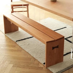 北欧实木长凳餐椅家用原木长板凳子休息区设计师樱桃木餐桌长条凳