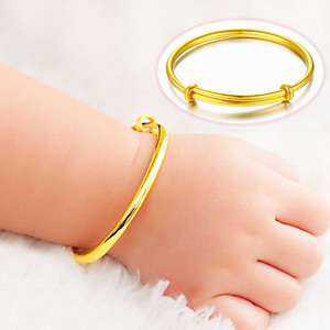 婴儿宝宝手镯黄金新款足金999儿童手镯百日满周大福周大生周六福