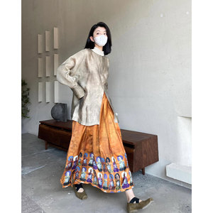 新中式轻国风改良马面裙日常可穿秋冬季中长款小个子百褶半身裙女