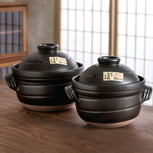 万古烧砂锅家用日本原装进口耐高温双盖土锅陶瓷煲汤锅煤气灶专用