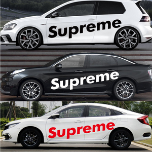 汽车贴纸supreme潮牌红色车身贴创意个性大勾网红改装装饰贴车门