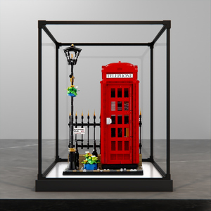 亚克力展示盒适用IDEAS乐高 21347 伦敦红色电话亭合金框防尘罩子