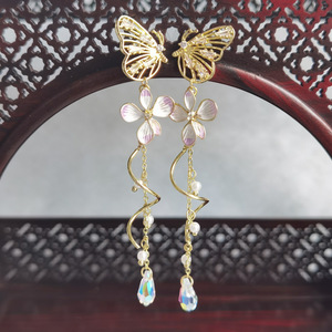 汉服头饰超仙流苏蝴蝶耳饰耳坠日常古代古风百搭古装耳环配饰品女