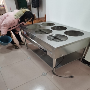 不锈钢3/4/6/8桶早餐暖汤车熬粥保温粥车移动售饭台电加热立式