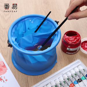 洗笔桶/便携手提国画油画折叠画画涮笔筒颜料水粉绘画水彩小水桶