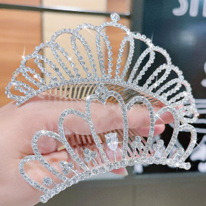 皇冠头饰儿童生日王冠发饰女童大号公主插梳发卡成人新娘女孩发饰