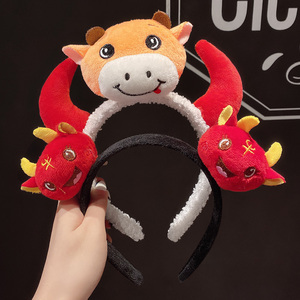 牛角发箍头饰发卡可爱发饰六一儿童节牛头牛气冲天饰品批发包邮