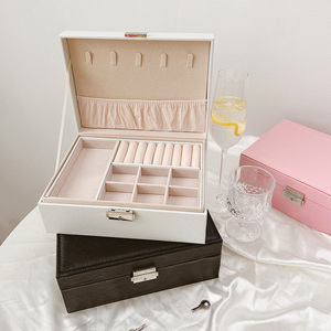 化妆品首饰收纳箱双层带锁多功能大容量网红手饰品盒一体高档精致