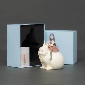可米生活白夜童话月光兔办公桌面可爱兔子摆件闺蜜送女生日礼物盒