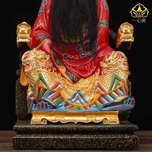 高端一贴b斋保生大帝佛像吴夲吴真人香樟木雕心金精品神像摆件奢