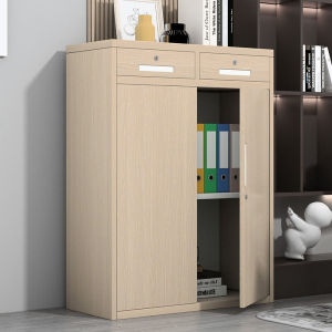 富路达1.2米高橡木色木纹转印钢制文件柜铁皮柜办公档案资料柜带