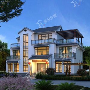 3131超豪华现代新中式二层别墅设计图纸17x12米乡村复式楼大合院