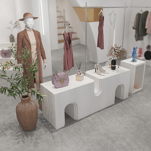 顾腾服装店橱窗装饰陈列道具落地鞋包中岛架流水台展示柜网红摆台