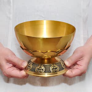 心经杯铜碗油灯24小时酥油灯佛前观音诵经定禅莲花杯莲花灯供佛灯