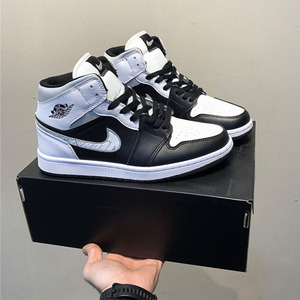 aj男鞋官网正版黑白熊猫篮球鞋aj1黑曜石高帮板鞋女空军一号球鞋