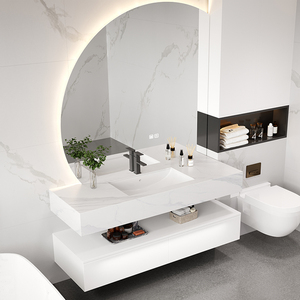 橡木岩板浴室柜组合台面卫浴柜简约洗手洗脸一体台盆设计家洁具