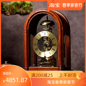 胖匠复古机械座钟打铃报时客厅家用实木轻奢老式发条钟床头石英钟