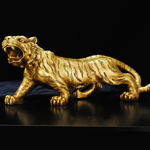 纯铜老虎摆件金钱元宝虎财源虎卧福虎生肖守护金虎来财虎全铜白虎