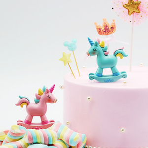 【独角兽系列】蛋糕插旗摆件独角马 儿童生日装饰插牌甜品台配件