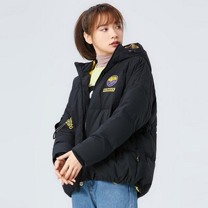 小黄人联名361羽绒服女2021冬装棉服女款棉袄女装鸭绒服潮牌黑色
