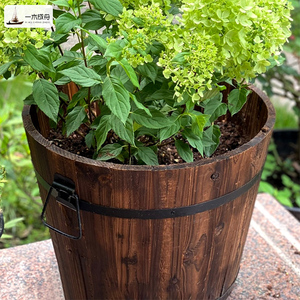 防腐木花盆木桶种花花盆创意木质花盆老桩圆桶阳台种菜箱深度碳化