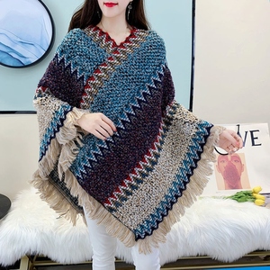 披肩斗篷女秋冬民族风秋冬波西米亚云南保暖旅游防风空调披巾围巾