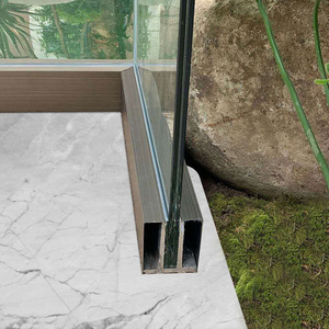 无框玻璃扶手铝合金实心轨道地槽玻璃预埋u型卡槽不锈钢阳台栏杆