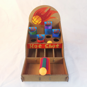 幼儿园自制玩教具小中班益智区手工半成品制作材料包蓝球投篮玩具