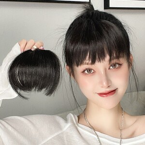 假刘海女自然前额狗啃刘海发片真发狗啃式刘海假发女厚眉上刘海