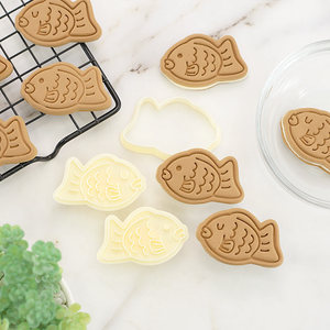 网红小鱼饼干模具夹心巧克力曲奇糖霜饼干3d按压家用烘焙翻糖工具