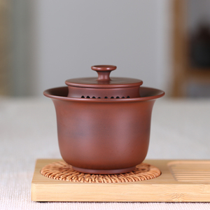 广西钦州坭兴陶茶具盖碗手抓壶纯手工古铜红黑色中式泡茶坭兴壶