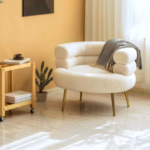 丹麦yidan 羊羔绒沙发客厅懒人轻奢ins北欧风艺术单人沙发休闲椅