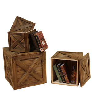 木箱子实木储物箱复古风道具摄影舞台收纳箱装饰品正方形大号木箱