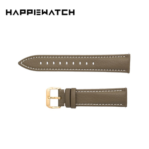 HappieWatch素皮表带简约男女通用时尚皮革手表腕带橄榄绿金色扣