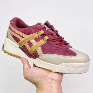 正品tiger鬼冢虎男女运动板休闲鞋情侣真皮复古厚底限量版红色鞋