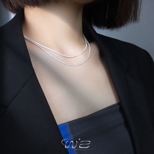 w2银河流光s925银骆王宇同款波光粼粼项链简约百搭新款闪片锁骨链