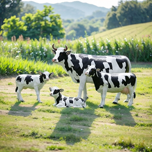 户外园林农场牧场仿真奶牛雕塑草坪小区大型玻璃钢动物牛模型摆件