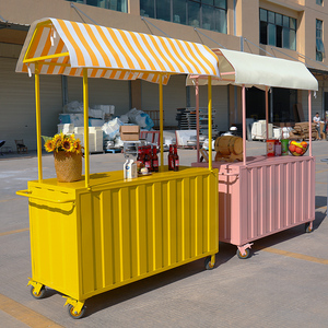 小吃车摆摊手推车美食车移动促销车夜市铁艺花车饰品娃娃售卖车