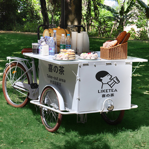 定制三轮冷饮街景小吃车摆摊小推车夜市促销车商场摊位甜品面包车