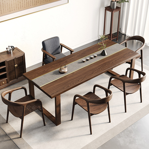 新中式禅意功夫茶桌泡茶间茶桌办公室茶台实木茶桌椅组合一体套装