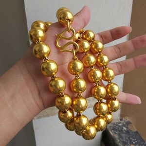 老凤祥黄金越南沙金项链男士黄金色首饰实心大圆珠项链不掉色佛珠