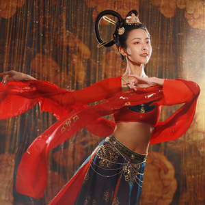 敦煌舞服汉服飞天舞蹈服装演出服西域风舞姬异域风情沙漠古装服饰