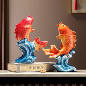 新中式创意陶瓷锦鲤鱼招财摆件玄关电视柜年年有余如鱼得水装饰品