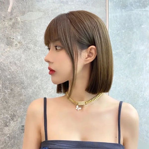 假发女短发自然全头套网红圆脸日常波波头仿真发一刀切短发假发套