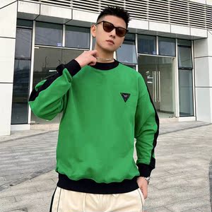 卫衣女黑绿拼接